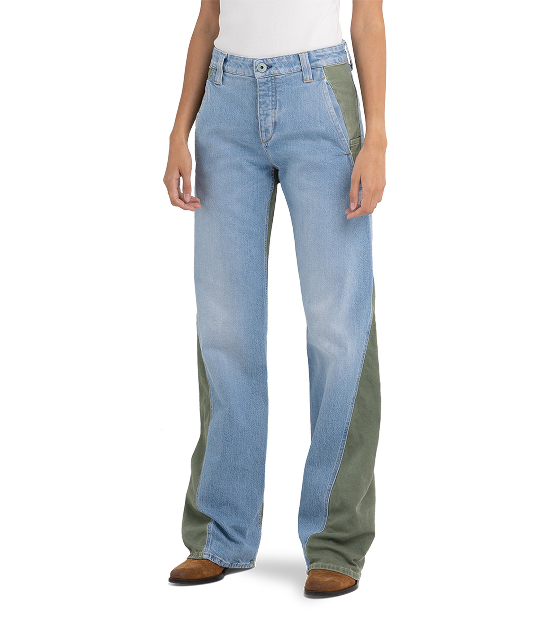 We are ブライトブルーワイドレッグデニムパンツ 詳細画像 ブルー 3